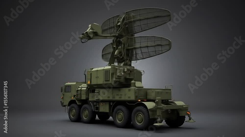 3D Render of a Modern Military Mobile Radar System