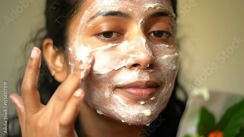 Woman Applying Natural Homemade Facial Mask