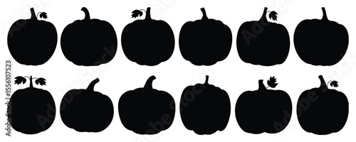 Pumpkin silhouettes, Pumpkin silhouette set on Isolated background