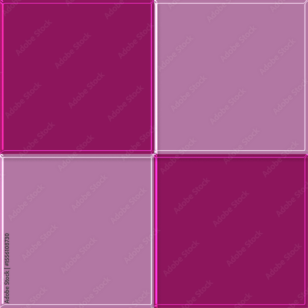 Fototapeta premium Four glass square pieces connected in pink abstract background