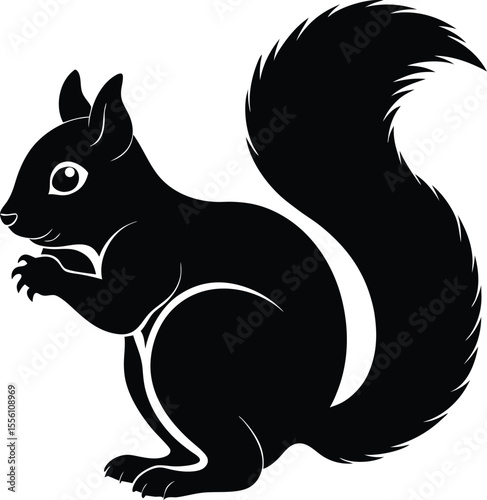 squirrel on a white background,Silhouette of a Black Squirrel Holding Food new 2025 trendy