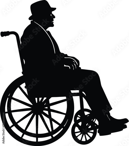 disabled man in wheelchair silhouette new 2025 trendy