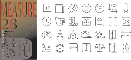 Measure line icon set. Editable stroke. Vector illustration 