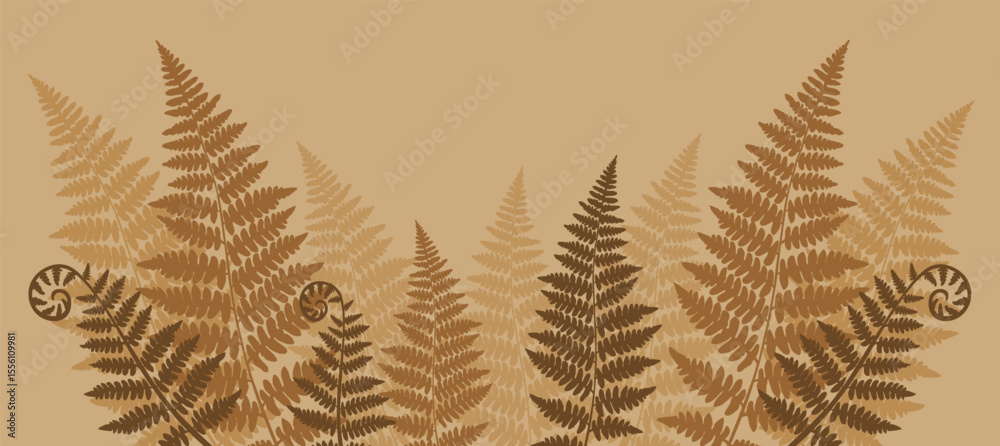 Naklejka premium Banner with herbs, leaves and ferns. Floral design elements. Vintage style. vector illustration. 