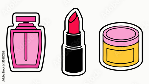 Cosmetic products collection illustration, vector art, beauty and personal care theme