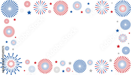 USA Patriotic Fireworks Border , 4th July Background, Independence Day 