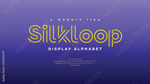 Silkloop: Modern double line alphabet vector design set a to z. Typography futuristic fonts. Outline stylish typeface display uppercase.