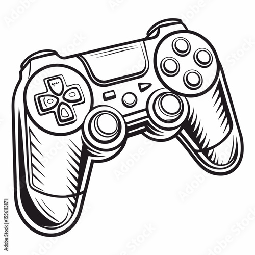 Stylized gaming controller illustration, vector art, entertainment and gaming culture theme