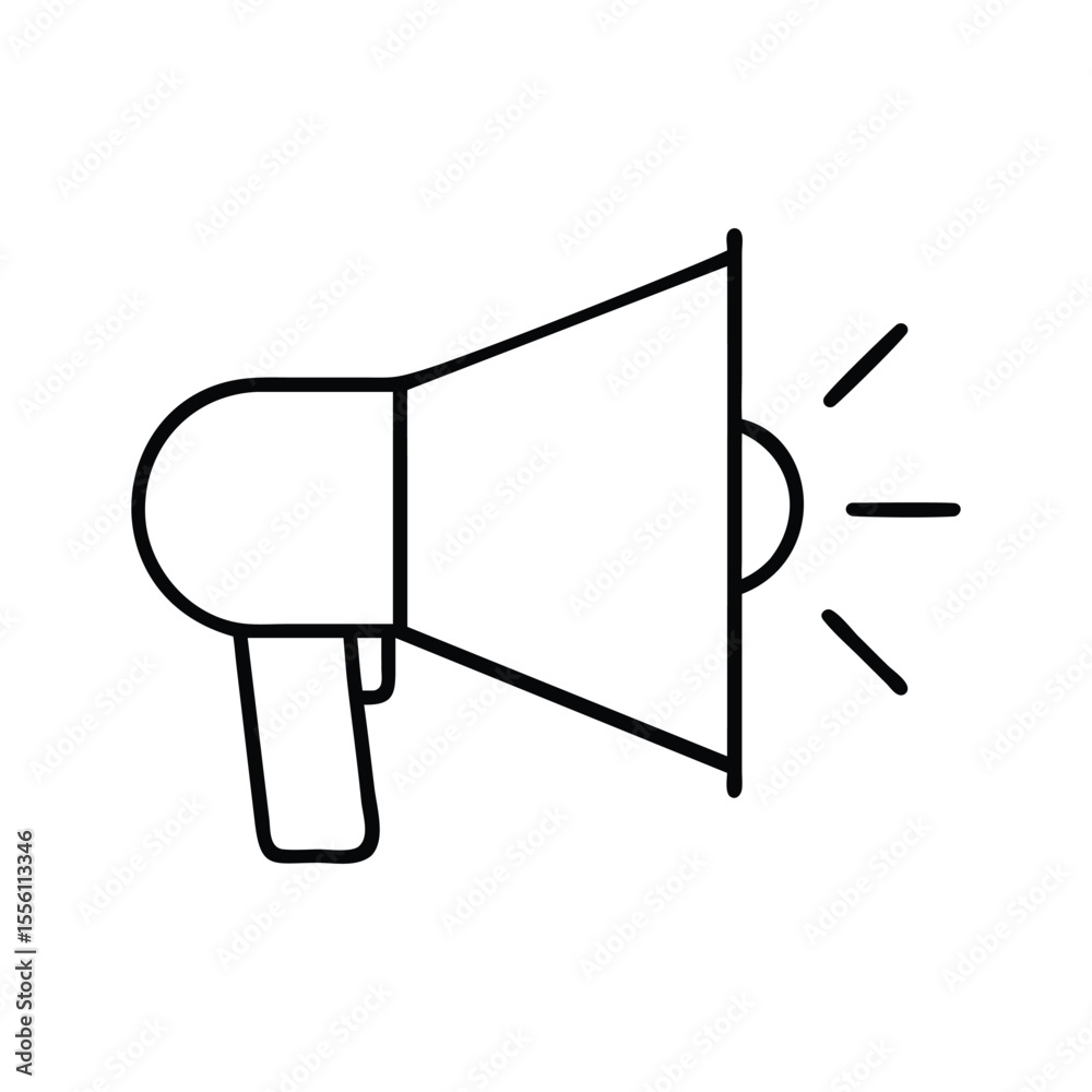Megaphone vector icon line template. Loudspeaker icon. Megaphone sign. Announcement symbol vector with white background. Megaphone vector icon line template. Loudspeaker icon. Megaphone sign. Announcement symbol vector with white background.