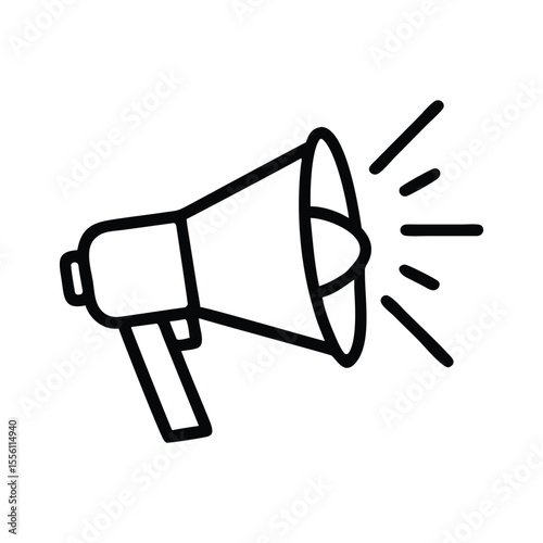 Megaphone vector icon line template. Loudspeaker icon. Megaphone sign. Announcement symbol vector with white background.