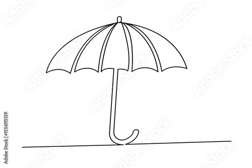 Umbrella icon continuous one line drawing minimalist style isolated outline illustration