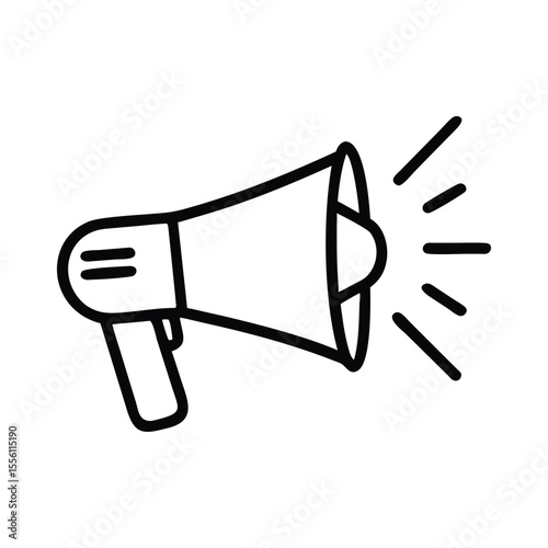 Megaphone vector icon line template. Loudspeaker icon. Megaphone sign. Announcement symbol vector with white background.