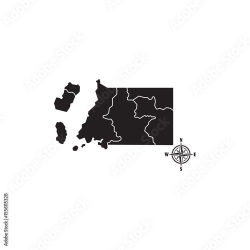 Equatorial Guinea map isolated on white background.
