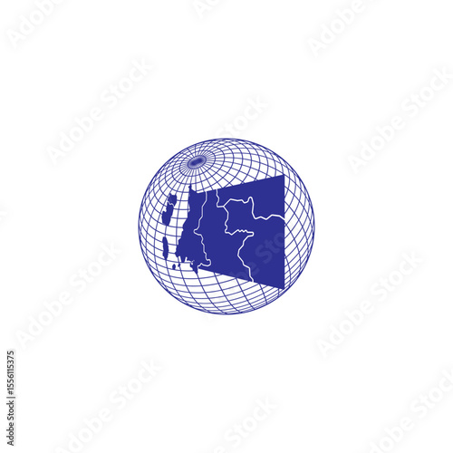 Equatorial Guinea map isolated on white background.