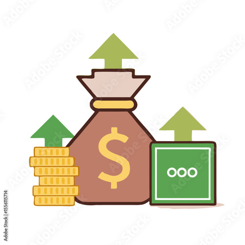 Income growth icon. Profit icon. Vector illustration