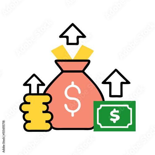 Income growth icon. Profit icon. Vector illustration