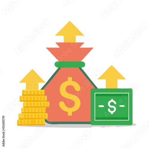 Income growth icon. Profit icon. Vector illustration