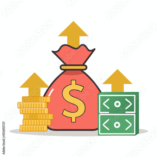 Income growth icon. Profit icon. Vector illustration