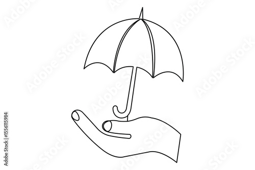 Umbrella icon continuous one line drawing minimalist style isolated outline illustration