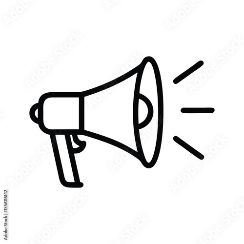 Megaphone vector icon line template. Loudspeaker icon. Megaphone sign. Announcement symbol vector with white background.