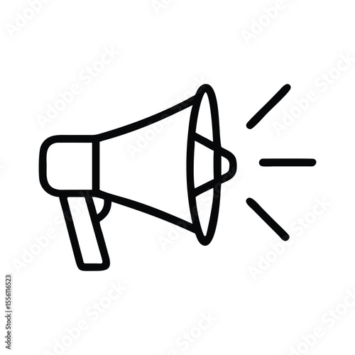 Megaphone vector icon line template. Loudspeaker icon. Megaphone sign. Announcement symbol vector with white background.