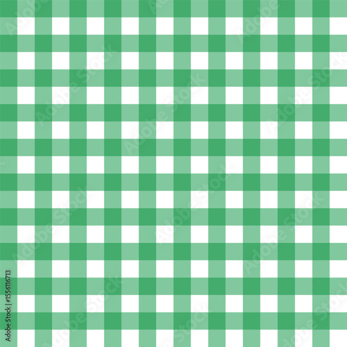 Gingham seamless pattern in green and white.Checkered tartan plaid repeat pattern for Christmas.Geometric vector illustration background wallpaper texture for fabric and prints.