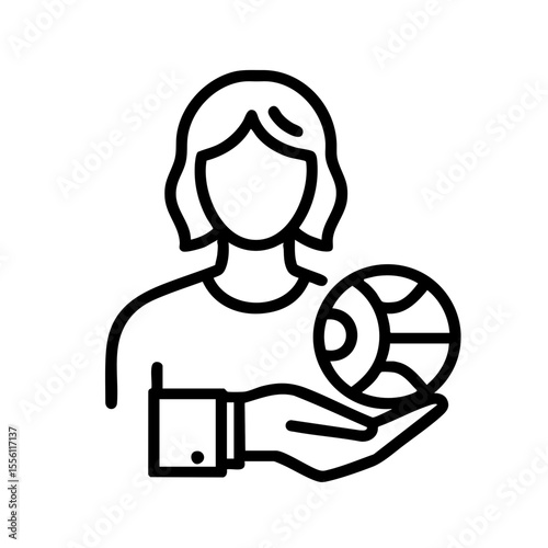 Woman with a determined mood holding a globe representing global business and travel
