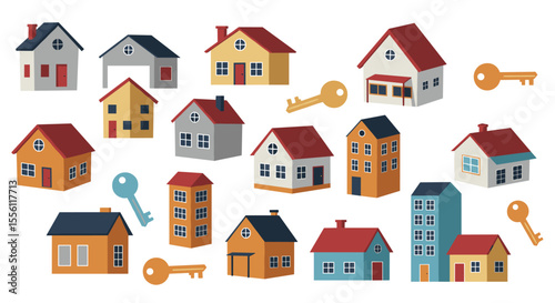 Real estate housing theme vector illustration for design and print in flat style