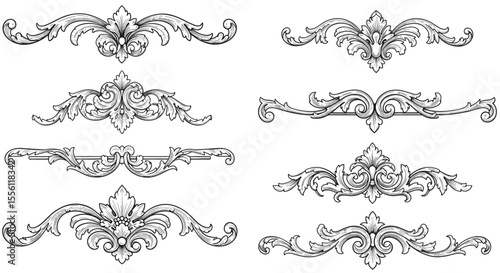 Elegant ornamental design elements vector illustration for decor and print in vintage style