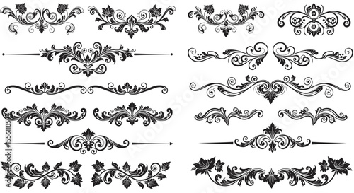 Elegant vintage ornaments: decorative floral design vector illustration in black and white for cards or borders