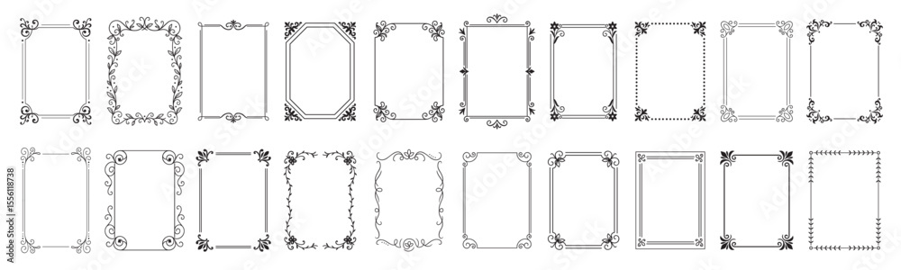 Elegant vintage frame set featuring ornamental decor and stylish borders. Ideal for invitations, certificates, menus, and classic designs with timeless decorative charm.