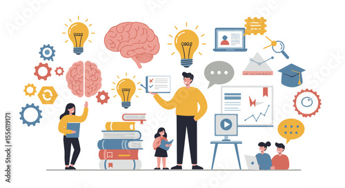 Education and learning concepts vector illustration for academic and online learning with flat design elements