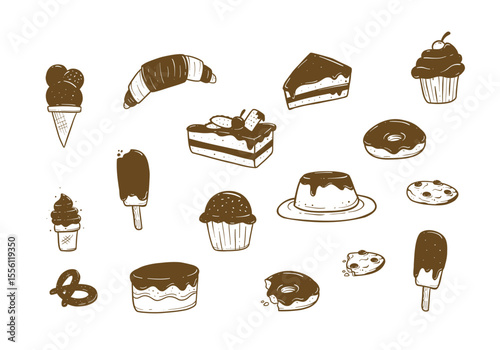 Yummy Dessert hand drawn doodle element