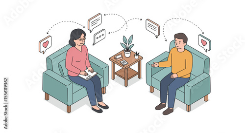 Therapy session concept vector illustration: flat style for mental health awareness design