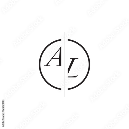 Unique Vector Circled Monogram Simple Logo AL Initial Alphabet Design Alphabet