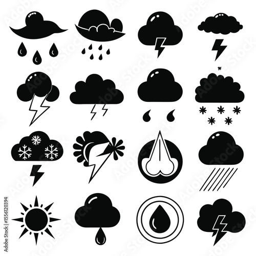 A set of weather icon with white background