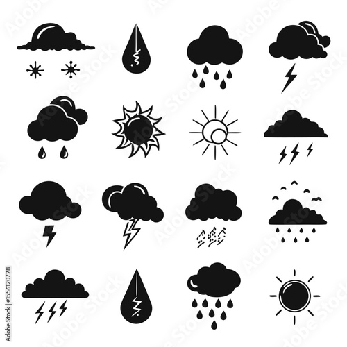 A set of weather icon with white background