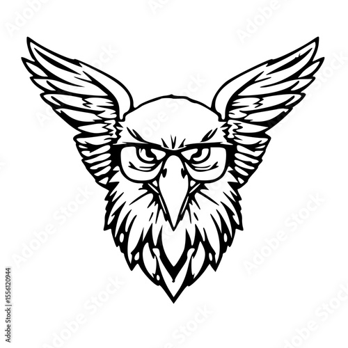 Smart Cartoon Eagle Head with Glasses – Vector Mascot Logo
