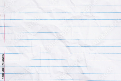 Wrinkled ruled loose leaf paper background