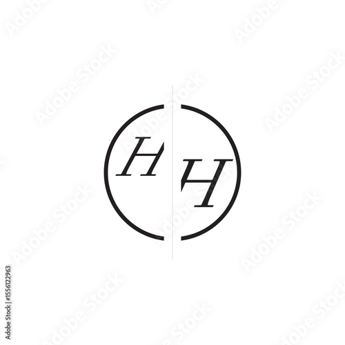 Initial Alphabet Design Unique Vector Circled Alphabet Monogram Simple Logo HH