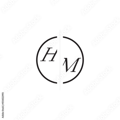 Initial Alphabet Design Unique Vector Circled Alphabet Monogram Simple Logo HM