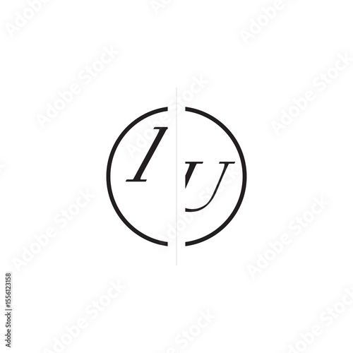 Initial Alphabet Design Unique Vector Circled Alphabet Monogram Simple Logo IU
