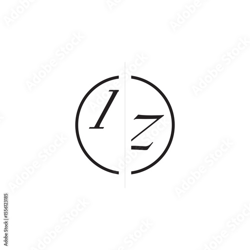 Initial Alphabet Design Unique Vector Circled Alphabet Monogram Simple Logo IZ