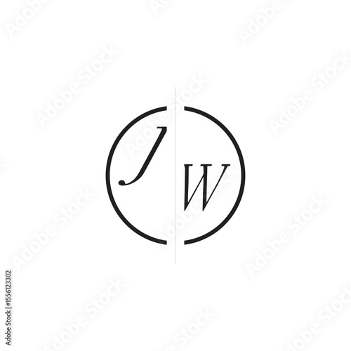 Initial Alphabet Design Unique Vector Circled Alphabet Monogram Simple Logo JW