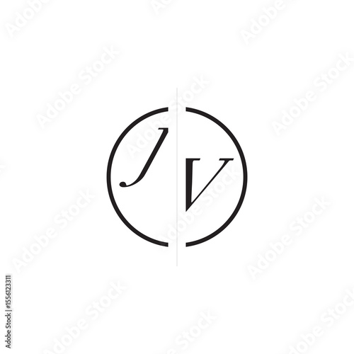 Initial Alphabet Design Unique Vector Circled Alphabet Monogram Simple Logo JV