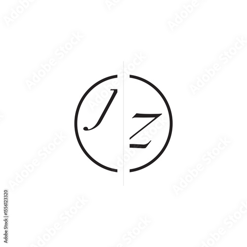 Initial Alphabet Design Unique Vector Circled Alphabet Monogram Simple Logo JZ