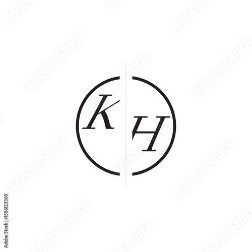 Initial Alphabet Design Unique Vector Circled Alphabet Monogram Simple Logo KH