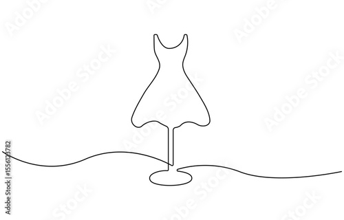 One continuous single drawn line art doodle mannequin, dress, fashion, female, Mannequin single line art vector illustration. Editable vector.