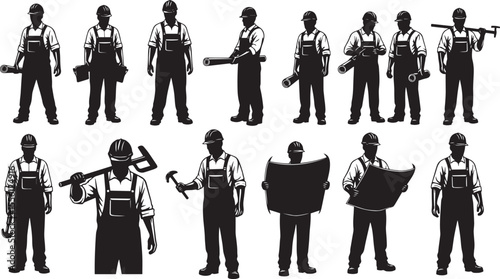 Silhouette Collection Construction Workers, Mechanics, and Engineers