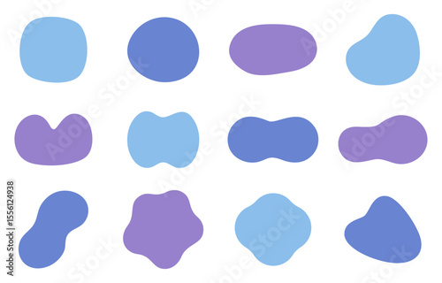 Cool Tone Fluid Blob Shapes – Blue and Purple Abstract Design Collection

